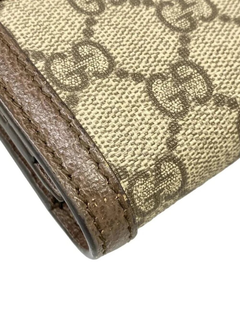 GUCCI Ophidia 523153 Beige Ebony Dark Brown PVC Leather Long Wallet - Picture 8 of 13